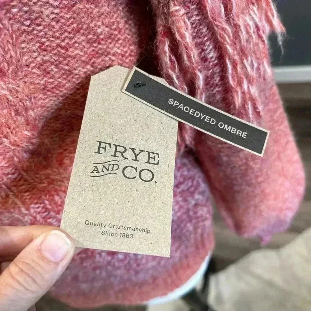 Frye and Co Sweater Womens XS Orange Pink Ombre Fringe LS Western Boho NWT - Picture 3 of 10